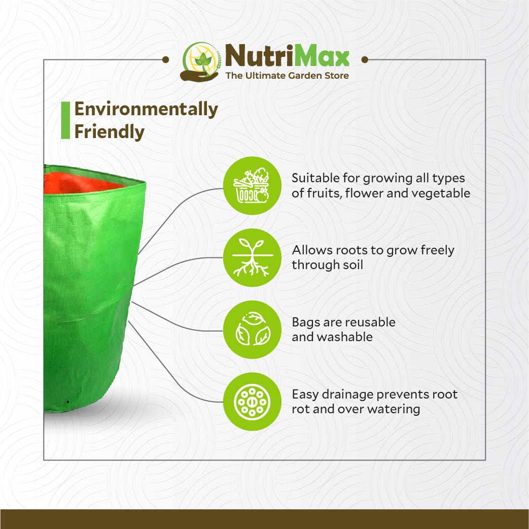 Nutrimax HDPE 200 GSM Growbags 12 inch x 18 inch Outdoor Plant Bag