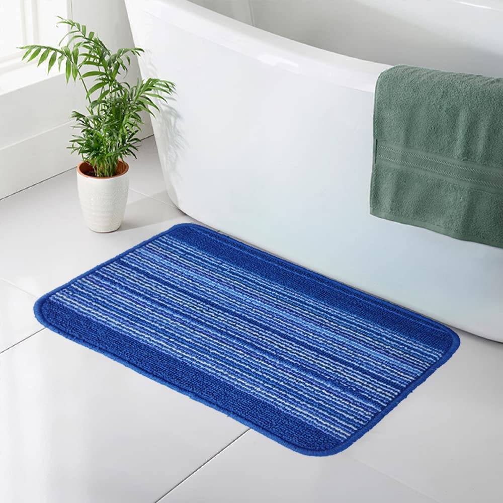 Mats Avenue Super Absorbent Anti Slip Blue Stripes Microfiber Mat (40x60cm)