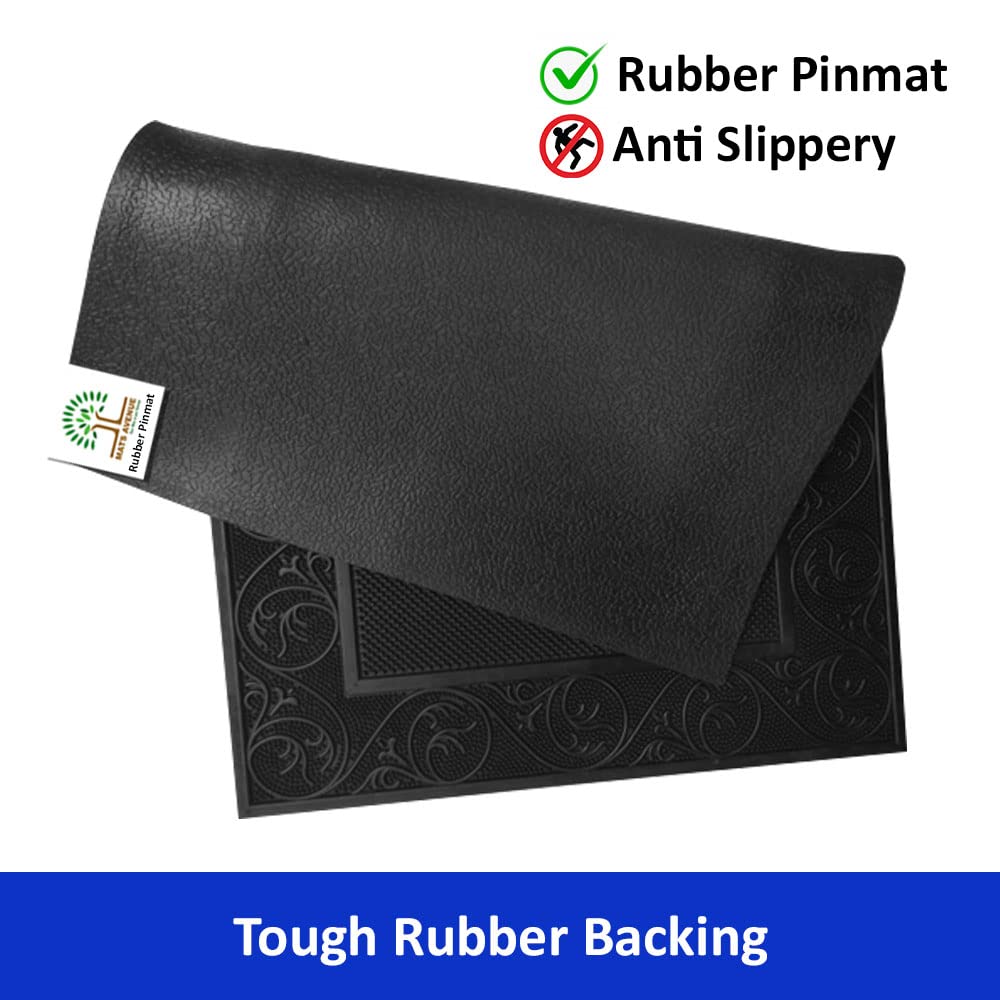 Mats Avenue Rubber Molded Rubber Pin Mat Welcome Theme (60x90cm), Black