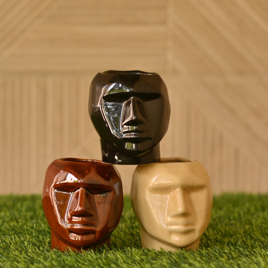 Ceramic Small Face Mask Pot/Planter