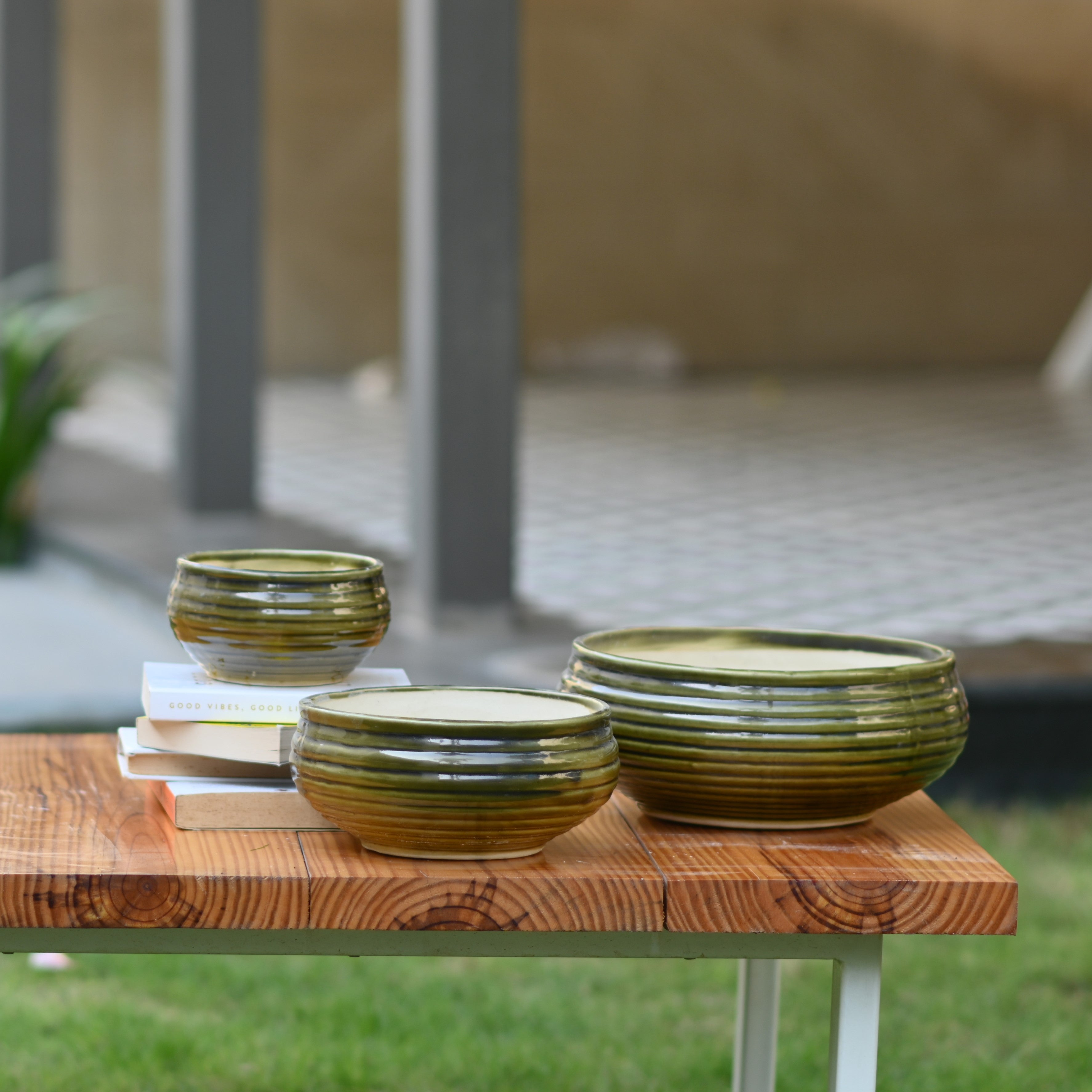 Ceramic Venus Bonsai Pot, Green