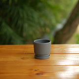 Round Shape Ribbed Ceramic Planter With Tray