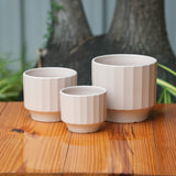 Gamla Ribbed Ceramic Planter (Light Brown)