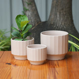 Gamla Ribbed Ceramic Planter (Light Brown)