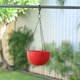 Plastic Rattan Hanging 8.1" Pot With Chain