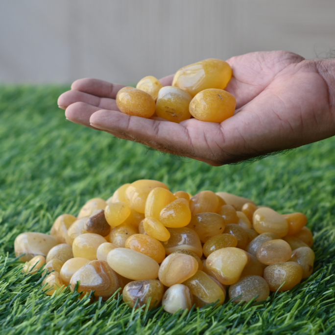 Decorative Mirror Pebble Stone Yellow