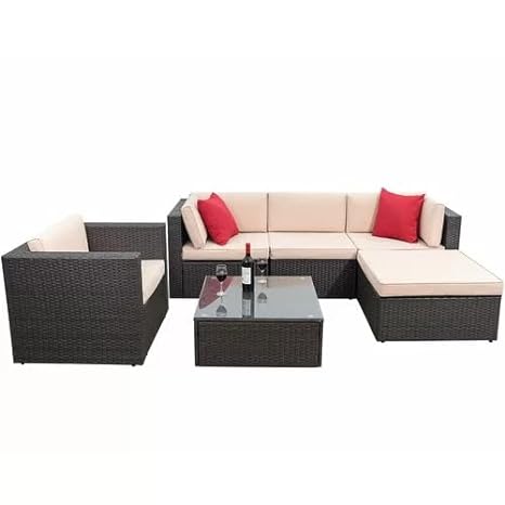 Outdoor 5 Seater Sofa Set With Cushion & Coffee Table