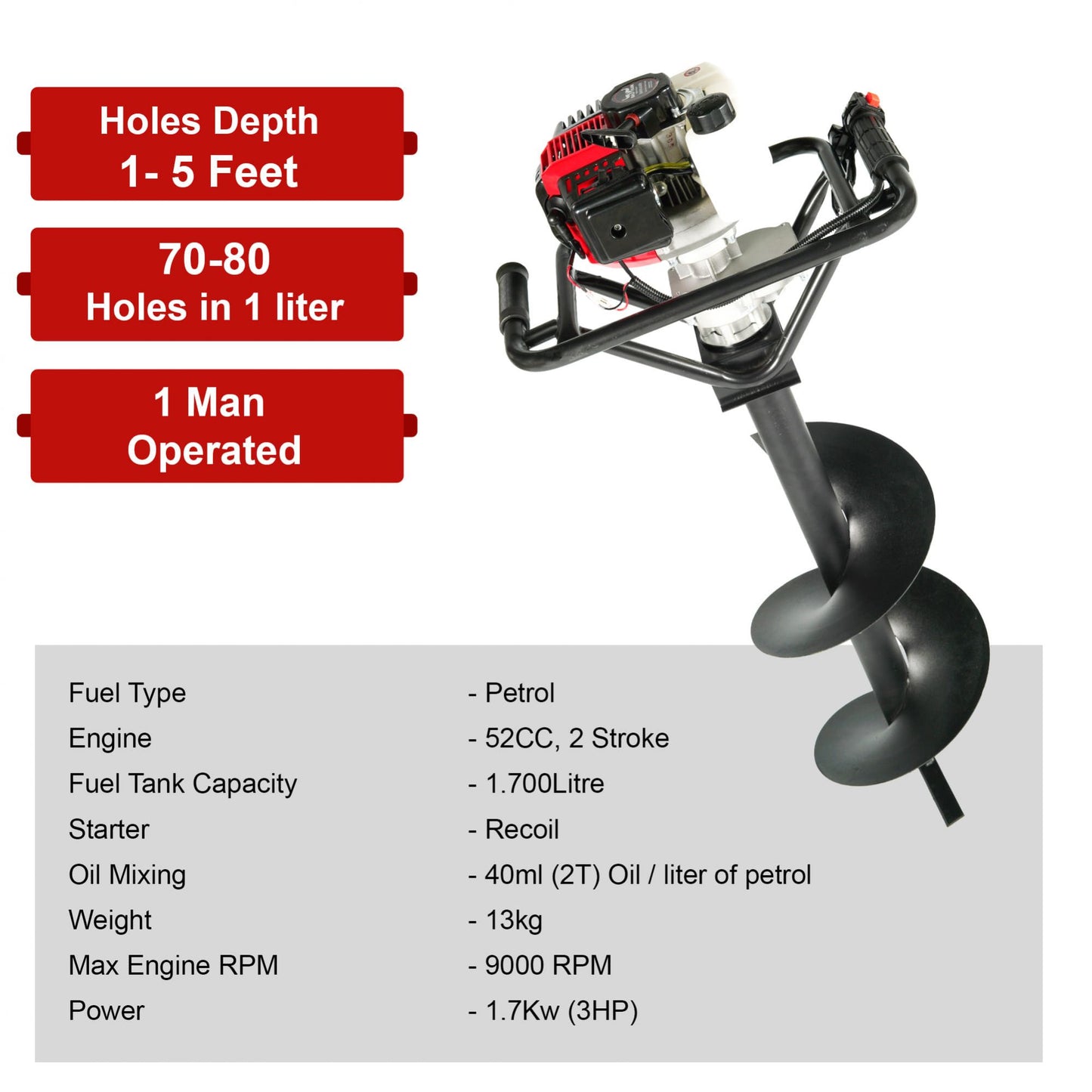 BE-52 EARTH AUGER WITH 8' and 12' Planter