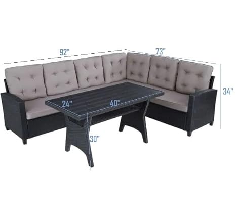 All-Weather HDPE Rattan and Wicker 6 Seater Sofa Set With Table