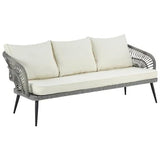 4 Seater Sofa Set Garden Rope Furniture Set with Cushion and Center Table