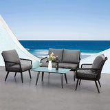 4 Piece Garden Sofa Set With Cushion & Table