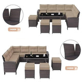 Indoor/Outdoor Sofa Set With Cushion & Glass Table