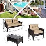 Outdoor Rattan Wicker 4 Piece Sofa Set with Cushions