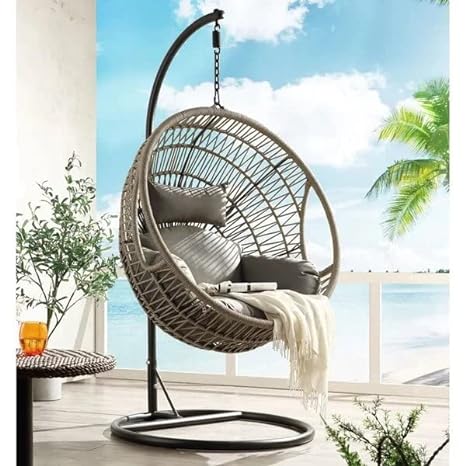 Single Seater Heavy Iron Hanging Swing Chair With Cushion