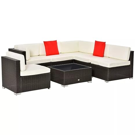 Sets 4 Pieces Outdoor Sofa With Cushion & Glass Table