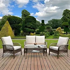 4-Piece Outdoor Patio Conversation Set (3 Sofa With 1 Table)