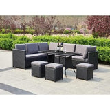 Indoor/Outdoor Sofa Set With Cushion & Glass Table