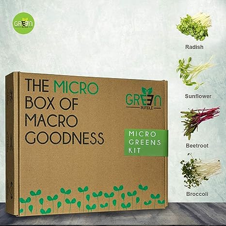 Microgreens Growing Kit- 4 Seed(Radish, Basil, Sunflower and Beetroot)With Sprayer & Trimmer