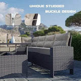 Indoor/Outdoor Sofa Set With Cushion & Glass Table