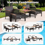 5 Piece Outdoor Wicker Furniture with Ottoman Set