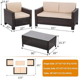 4 Piece Outdoor Furniture Set With Coffee Table