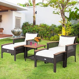 5 Piece Outdoor Wicker Furniture with Ottoman Set