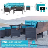 Indoor/Outdoor Sofa Set With Cushion & Glass Table