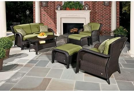 6 Piece Garden Sofa Set With Cushion (3 Sofa+ 2 ottoman+ 1 Table)