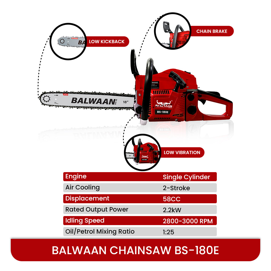 BS-180E Eco 58cc 18 Inches Chainsaw