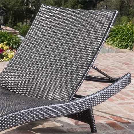 2 Sets Relax in Style Waterproof Wicker Rattan Lounge Sunbed with Table