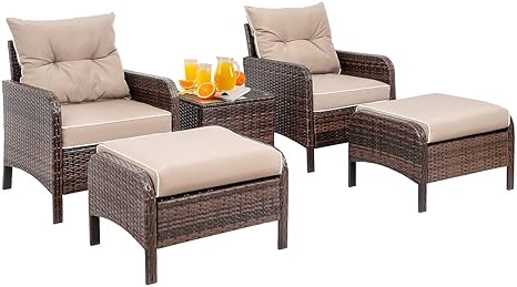 Set of Outdoor Sofa With Cushion & Glass Table