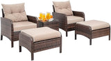 Set of Outdoor Sofa With Cushion & Glass Table