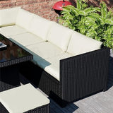 Indoor/Outdoor Sofa Set With Cushion & Glass Table