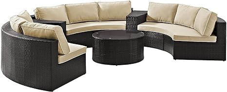 6-Piece Outdoor Sofa With Cushion( 3 Sofa+ 2 Side Table+ 1 Coffee Table)