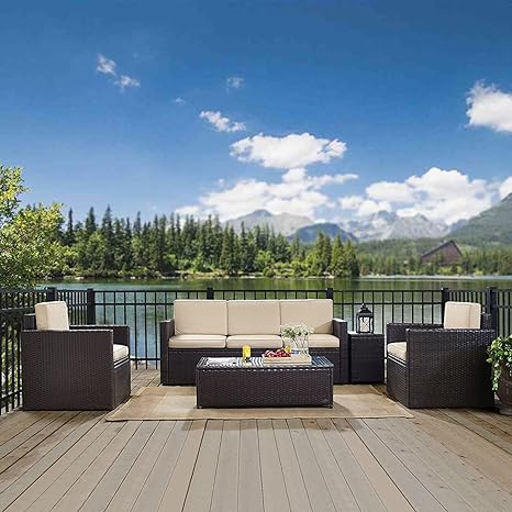 Outdoor Wicker 5-Piece Seating Set With Table