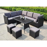 Indoor/Outdoor Sofa Set With Cushion & Glass Table