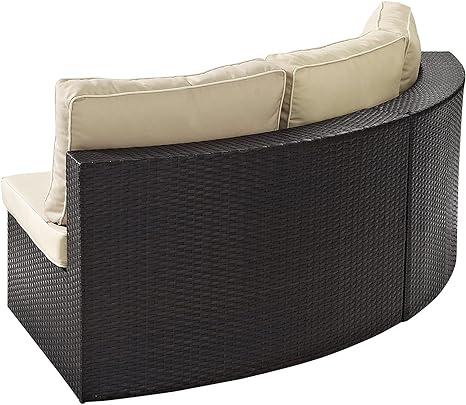 Outdoor Wicker Round Sectional Sofa With Sand Cushions