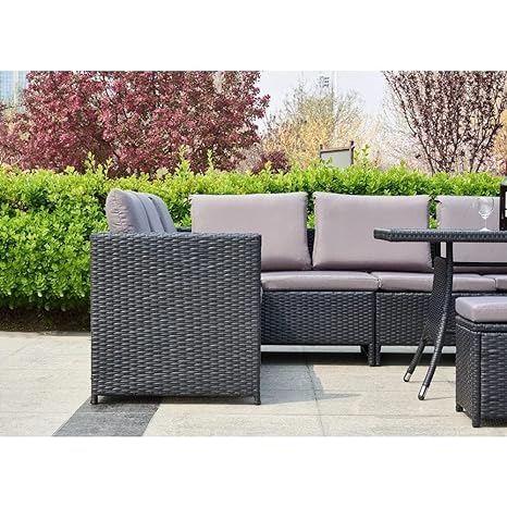 Indoor/Outdoor Sofa Set With Cushion & Glass Table