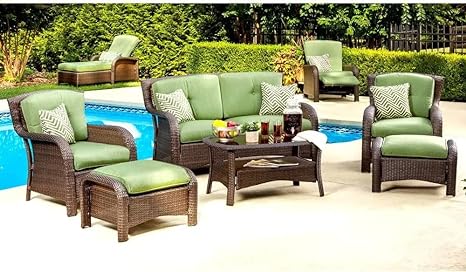 6 Piece Garden Sofa Set With Cushion (3 Sofa+ 2 ottoman+ 1 Table)