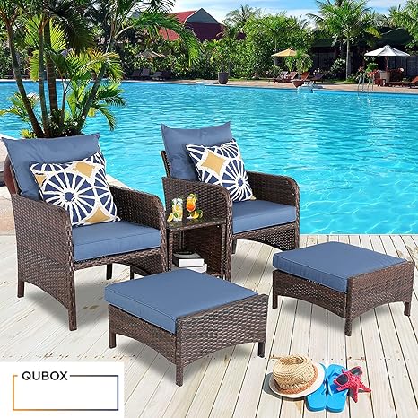 Set of Outdoor Sofa With Cushion & Glass Table