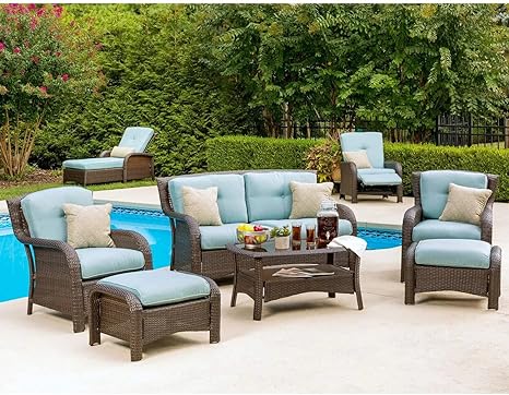 6 Piece Garden Sofa Set With Cushion (3 Sofa+ 2 ottoman+ 1 Table)