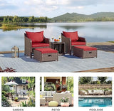 5 Pieces Patio Outdoor Rattan, Wicker Chair and Table With Cushion