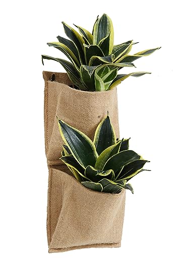 Jute 2 Pocket Vertical Hanging Planter