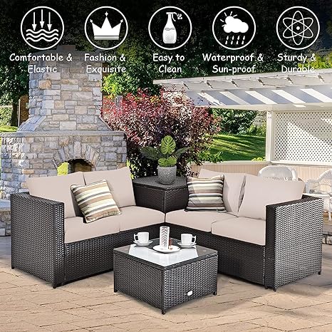 Outdoor Furniture Sofa Set (2 Two Seater Sofa+ 1 Side Table+ 1 Center Table)