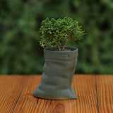 Ceramic Artisanal Grooved Tapered Pot/ Planter For Plants