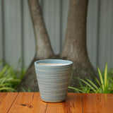 Cone Shape White Stripe Design Planter (Grey)