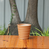 Cone Shape White Stripe Design Planter (Brown)