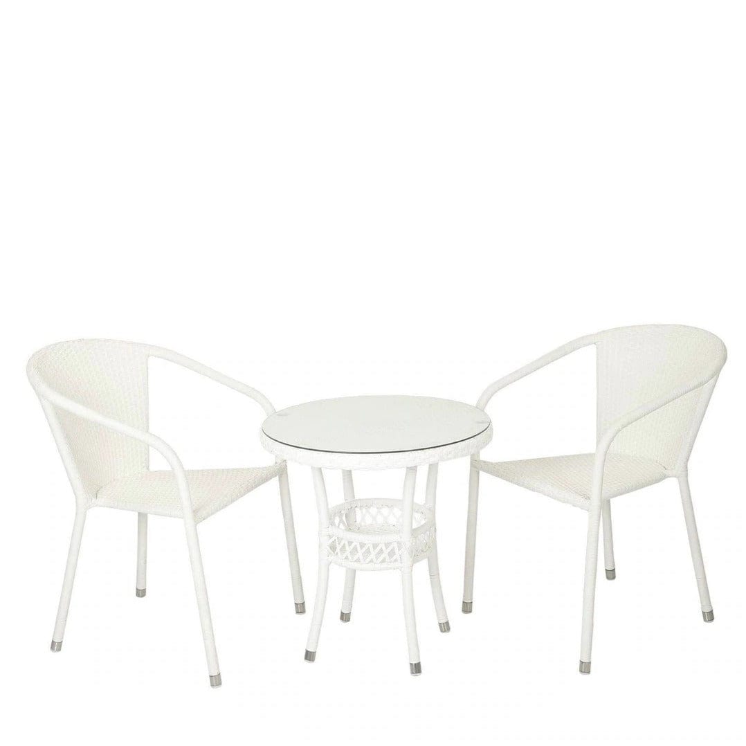 Dreamline Outdoor Furniture Garden Patio Coffee Table Set - 2 Chairs And Table Set (White)