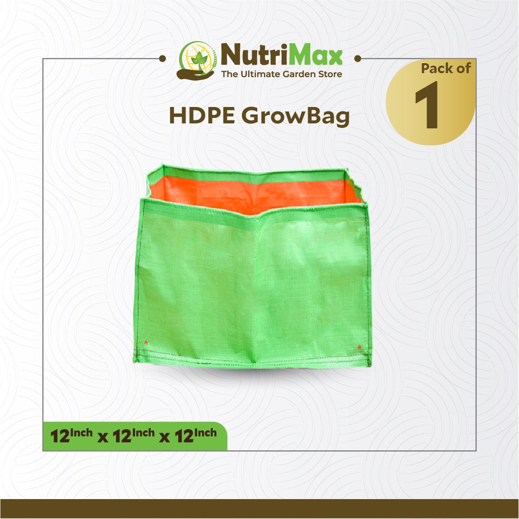 Nutrimax HDPE 200 GSM Growbags 12 x 12 x 12 inch Outdoor Plant Bag