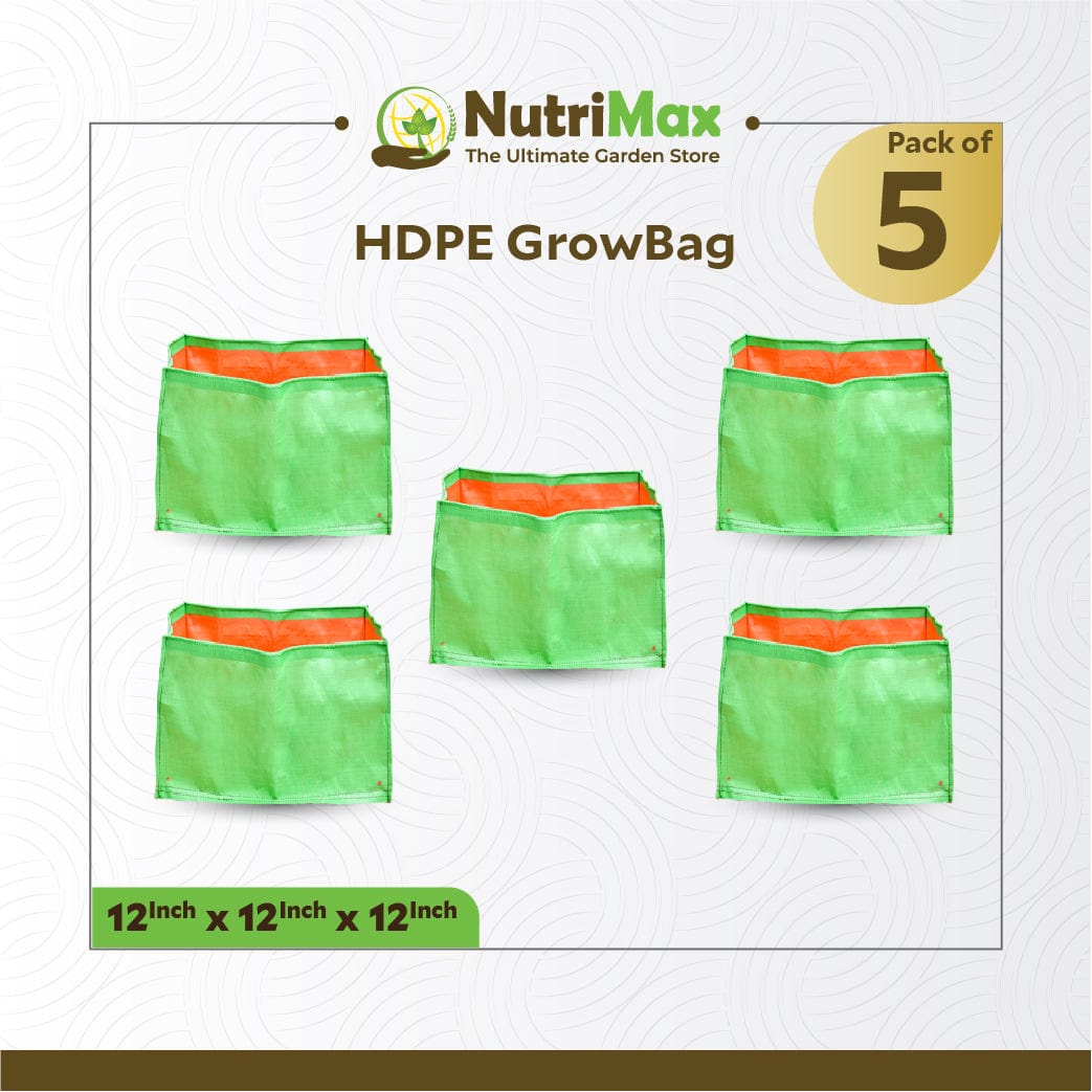 Nutrimax HDPE 200 GSM Growbags 12 x 12 x 12 inch Outdoor Plant Bag